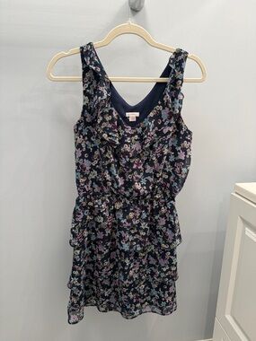 Xhilaration Navy Floral Ruffle Tiered Dress